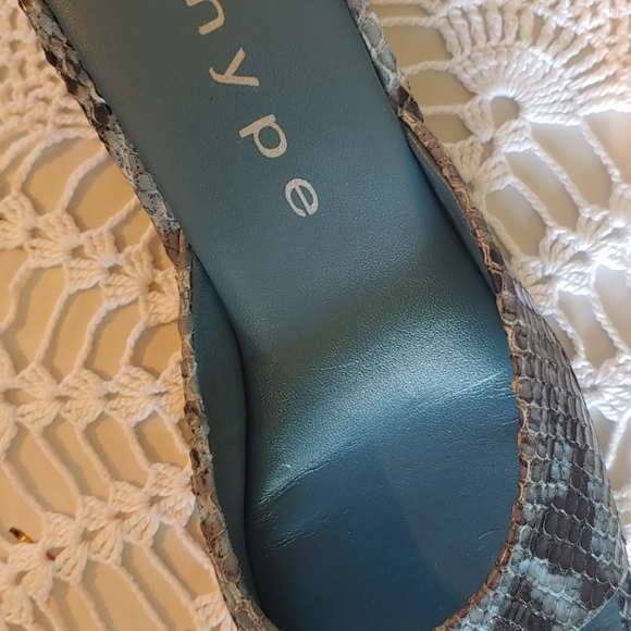 Hype Sandals Snakeskin Leather blue open toe/Square  pre-owned 5.5m Women's - Picture 2 of 8